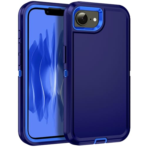 RegSun Schutzhülle für iPhone 16e ohne Displayschutzfolie, stoßfest, 3-lagig, Rundumschutz, robust, stoßfest, für iPhone 16e 15,5 cm (6,1 Zoll), 2025, Dunkelblau von Regsun