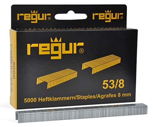 REGUR Typ 53 Heftklammern in der Länge 53/08 mm - 5.000 Stück zum Befestigen und Bespannen von Stoffen, Leinwänden, Leder, Teppich, u.v.m. von Regur