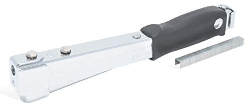 Regur Hammertacker R 11 - robuster Schlagtacker mit rutschfestem ergonomischem Handgriff, inkl. 5000 Stück Regur Typ 11/8mm Flachdraht-Klammern zur Befestigung von Dachpappen, Folien, Teerpappe von Regur