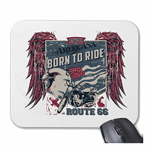 Mousepad (Mauspad) Born to Ride American Route 66 BIKERSHIRT Motorrad Chopper Gothic Motorcycle Skull Motorradclub Bike Route 66 für ihren Laptop, Notebook oder Internet PC (mit von Reifen-Markt