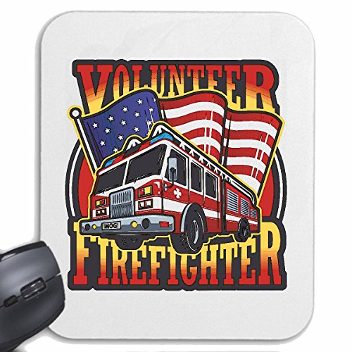 Mousepad (Mauspad) FIRE Department AMERIKANISCHES Feuerwehr Abzeichen Firefighter MIT LÖSCHFAHRZEUG Firefighter LÖSCHZUG FREIWILLIGE Feuerwehr FFW EINSATZLEITER BERUFSFEUERWEHR WERKSFEUERWE von Reifen-Markt