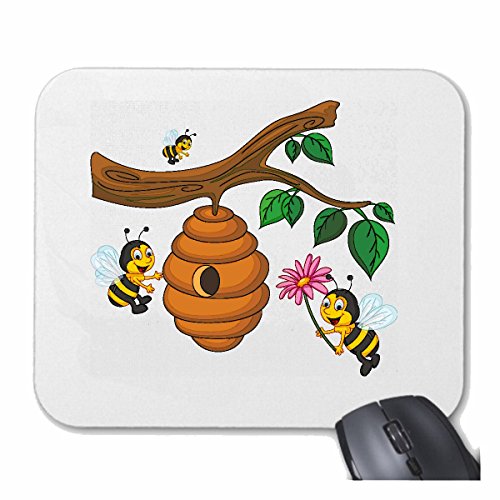 Mousepad (Mauspad) LUSTIGE Bienen AM BIENENSTOCK WESPE Honig FALTENWESPEN HORNISSE für ihren Laptop, Notebook oder Internet PC in Weiß von Reifen-Markt