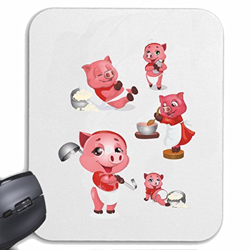 Mousepad (Mauspad) LUSTIGE Schwein BBQ GLÜCKSSCHWEIN HAUSSCHWEIN Wildschwein Ferkel für ihren Laptop, Notebook oder Internet PC in Weiß von Reifen-Markt