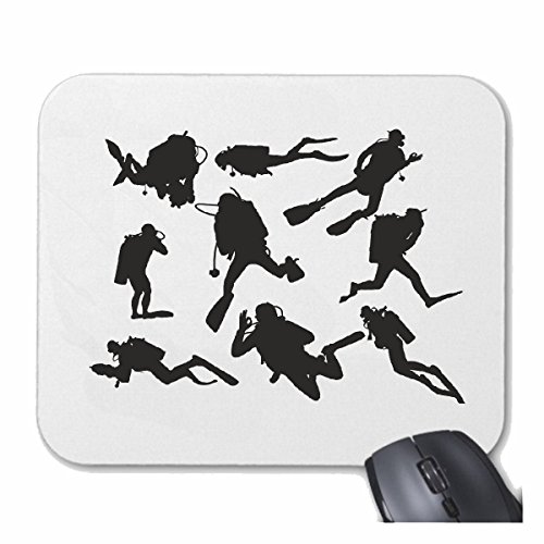 Mousepad (Mauspad) Silhouette TAUCHEN Taucher TAUCHSPORT Scuba Diving TAUCHAUSRÜSTUNG für ihren Laptop, Notebook oder Internet PC in Weiß von Reifen-Markt