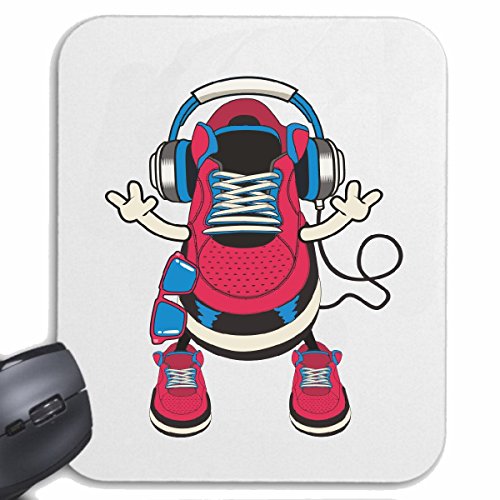 Mousepad (Mauspad) TURNSCHUH MIT KOPFHÖRER Techno Jazz Funky Soul Trance Festival House Hiphop HIP HOP DJ für ihren Laptop, Notebook oder Internet PC in Weiß von Reifen-Markt