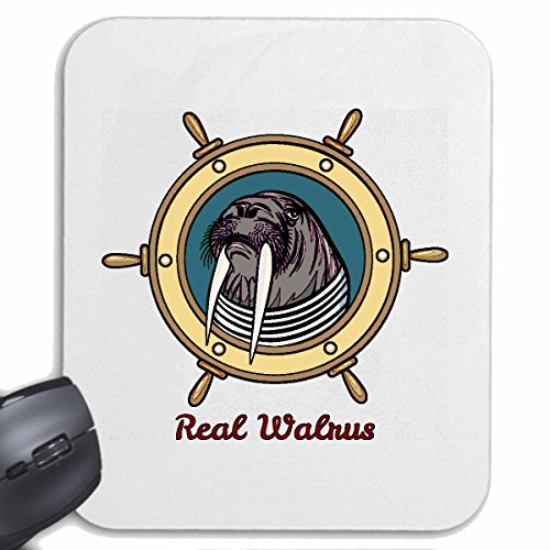 Mousepad (Mauspad) WALROSS ALS SEEMANN MIT Steuerrad Robbe SEEHUND SEELÖWE SEEELEFANT ODOBENUS STOSSZÄHNE See Elefanten für ihren Laptop, Notebook oder Internet PC (mit usw von Reifen-Markt