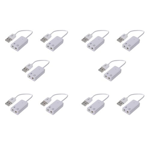 Reinscer 10Stück 3,5 mm Mikrofon-Kopfhoerer-Buchse USB 2.0 Soundkarte Lautsprecher Audio-Adapter von Reinscer