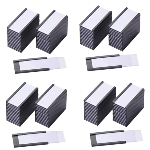 Reinscer 200-Teilige Magnetische Etiketten Halter mit Magnetischen Daten Karten Haltern mit Durchsichtigen Kunststoff Schutz Folien für Metall Regale (1 x 2) von Reinscer