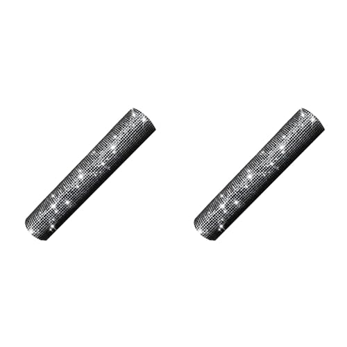 Reinscer 2X Mikrofongriffabdeckung, Glitzernde Glitzer-Strass-MikrofongriffhüLle für Party und TV-Show, für die Meisten Drahtlosen Mikrofone, Schwarz von Reinscer