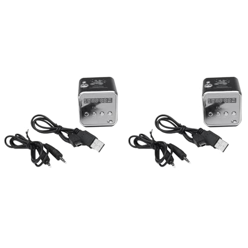 Reinscer 2X TD-V26 Digitaler Tragbarer Mini-FM-Radioempfänger LED-Lautsprecher Kabelloser Lautsprecher MP3-Unterstützung SD/TF-Karte Schwarz von Reinscer
