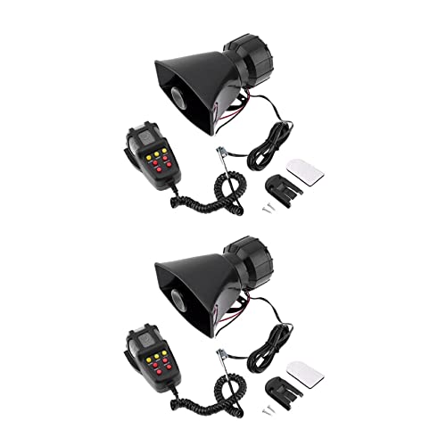 Reinscer 2X Universal Motorrad Auto Alarm Sound 7 Ton Horn 12V 100W Polizei Sirene Horn Lautsprecher (Schwarz) von Reinscer