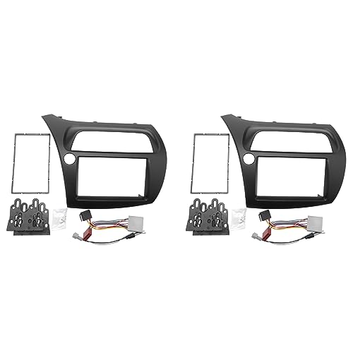 Reinscer 2X für Doppel Din Fascia Radio Dvd Stereo Cd Panel Dash Installation Trim Kit Gesicht Rahmen Lünette mit Kabelbaum (178X102mm) von Reinscer