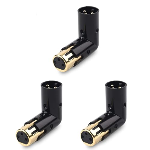 Reinscer 3 Stück 3-Poliger XLR-Winkeladapter, Verstellbar, Stecker auf Buchse, Rechtwinkliger XLR-Adapter, XLR-90-Grad-Adapter Reinscer 3 Stück 3-Poliger XLR-Winkeladapter, Verstellbar, Stecker auf Buchse, Rechtwinkliger XLR-Adapter, XLR-90-Grad-Adapter von Reinscer