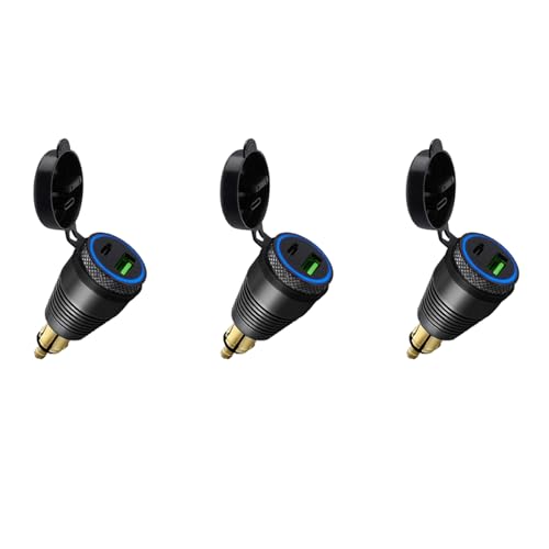 Reinscer 3X Motorrad DIN Stecker Wasserdichtes Ladegerät Ein QC3.0 USB Ladegerät & Typ C 30W Netzteil Adapter Buchse Reinscer 3X Motorrad DIN Stecker Wasserdichtes Ladegerät Ein QC3.0 USB Ladegerät & Typ C 30W Netzteil Adapter Buchse von Reinscer