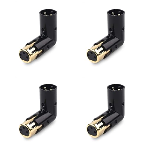 Reinscer 4 Stück 3-Poliger XLR-Winkeladapter, Verstellbar, Stecker auf Buchse, Rechtwinkliger XLR-Adapter, XLR-90-Grad-Adapter Reinscer 4 Stück 3-Poliger XLR-Winkeladapter, Verstellbar, Stecker auf Buchse, Rechtwinkliger XLR-Adapter, XLR-90-Grad-Adapter von Reinscer