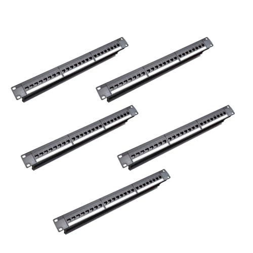 Reinscer 5X 19-1U-Schrank-Rack-Durchgang, 24-Port-CAT6-Patchpanel, RJ45-Kontaktanschluss (RJ45-Kontaktanschluss), Modularer Rahmen von Reinscer