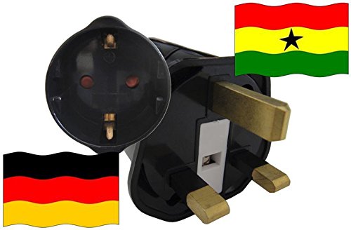 Urlaubs Reiseadapter Ghana für Geräte aus Deutschland Kindersicherung und Schutzkontakt 250V von Reise-SK