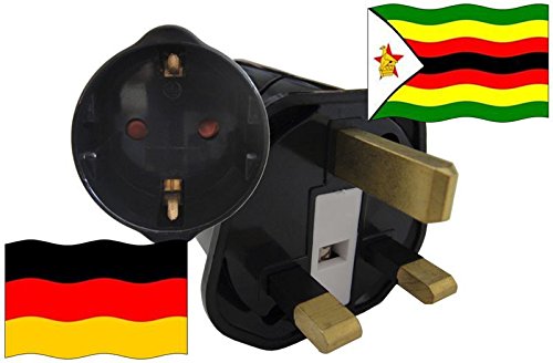 Urlaubs Reiseadapter Simbabwe für Geräte aus Deutschland Kindersicherung und Schutzkontakt 250V von Reise-SK