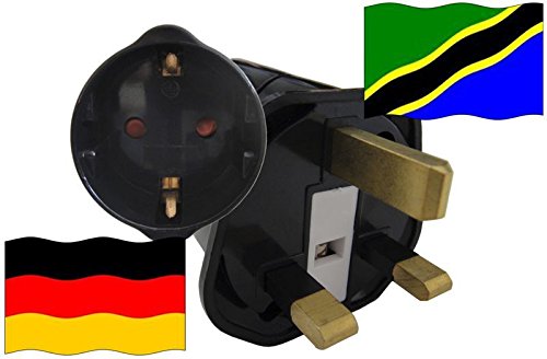 Urlaubs Reiseadapter Tansania für Geräte aus Deutschland Kindersicherung und Schutzkontakt 250V von Reise-SK