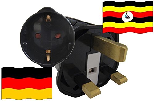 Urlaubs Reiseadapter Uganda für Geräte aus Deutschland Kindersicherung und Schutzkontakt 250V von Reise-SK