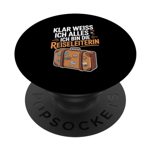 Klar Weiss Ich Alles Ich Bin Die Reiseleiterin PopSockets Klebender PopGrip Klar Weiss Ich Alles Ich Bin Die Reiseleiterin PopSockets Klebender PopGrip von Reiseleiter Tourismus Guide Underground Reisen