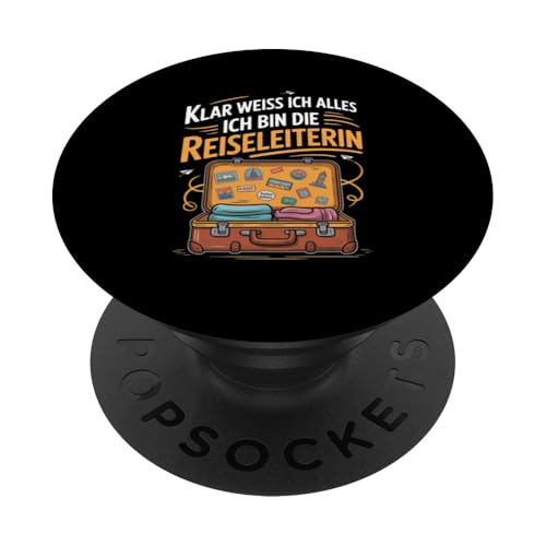 Klar Weiss Ich Alles Ich Bin Die Reiseleiterin PopSockets Klebender PopGrip Klar Weiss Ich Alles Ich Bin Die Reiseleiterin PopSockets Klebender PopGrip von Reiseleiter Tourismus Guide Underground Reisen