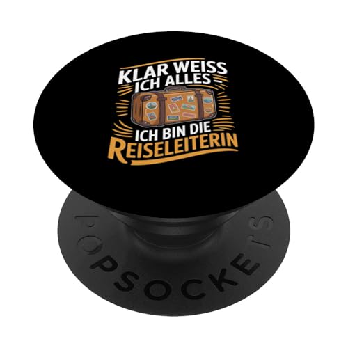 Klar Weiss Ich Alles Ich Bin Die Reiseleiterin PopSockets Klebender PopGrip Klar Weiss Ich Alles Ich Bin Die Reiseleiterin PopSockets Klebender PopGrip von Reiseleiter Tourismus Guide Underground Reisen