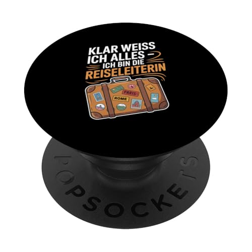 Klar Weiss Ich Alles Ich Bin Die Reiseleiterin PopSockets Klebender PopGrip Klar Weiss Ich Alles Ich Bin Die Reiseleiterin PopSockets Klebender PopGrip von Reiseleiter Tourismus Guide Underground Reisen