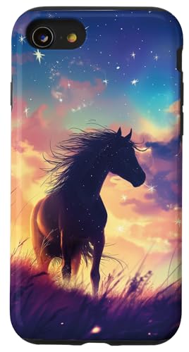 Hülle für iPhone SE (2020) / 7 / 8 Pferd mit Sternen Pferde Mädchen von Reiten Pferdefan Pferdeliebhaber Pferdemotiv