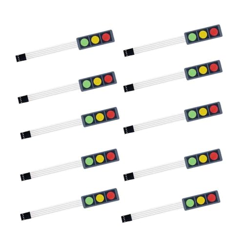 RELAND SUN 10 stücke 1x3 Matrix Array Membran Schalter Keypad 3 Tasten Rot Grün Gelb Tastatur 1X3 Tasten Display Schalter Bedienfeld für DIY von Reland Sun