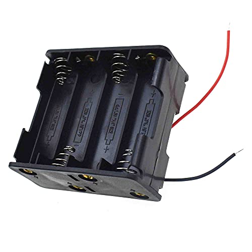 Reland Sun 5 x Kunststoff-Aufbewahrungsboxen mit 1 2 3 4 5 6 8 10 Steckplätzen AA Größe Power Batterie Aufbewahrungsbox mit Draht Kabel schwarz Batterie Aufbewahrungsboxen (AA-X8-Double Layer) von Reland Sun