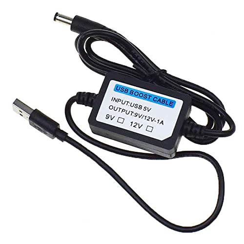 USB Power Boost USB-Kabel DC 5 V auf 9 V/12 V 1 A 2,1 x 5,5 mm Konverter Adapter (5 V auf 9 V) von Reland Sun
