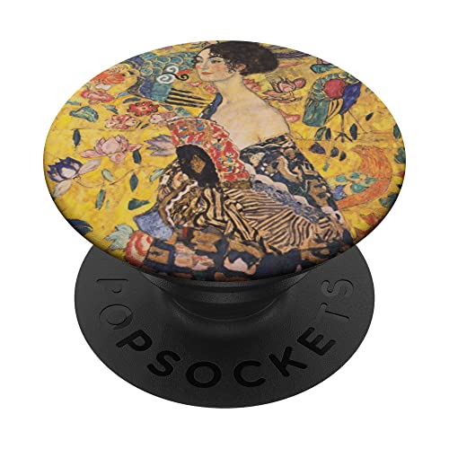 Lady mit Fächer von Gustav Klimt PopSockets Klebender PopGrip von RelaxArtWorld