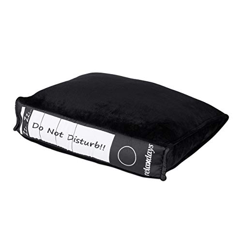 Relaxdays Bürokissen, Aktenordner-Optik, Plüschkissen f. Power Nap im Büro, Geschenkidee f. Kollegen, HBT 7 x 31 x 28 cm, Schwarz, Weiß von Relaxdays