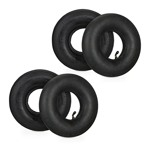Relaxdays Schubkarrenrad mit Schlauch, 2er Set Ersatzreifen, 3.00-4", luftbereift, für Schubkarre, bis 125 kg, schwarz von Relaxdays