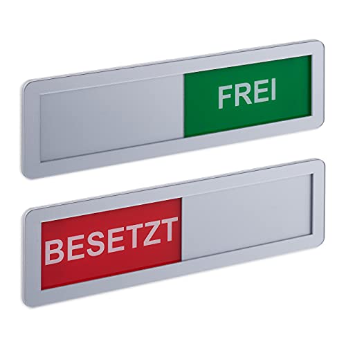 Relaxdays Türschild "Besetzt Frei", 2er Set, Toilettenschild mit Klebestreifen, Magneten und Schieber, Acryl, silber Relaxdays Türschild "Besetzt Frei", 2er Set, Toilettenschild mit Klebestreifen, Magneten und Schieber, Acryl, silber von Relaxdays