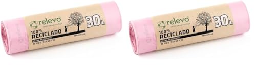 Relevo 15 Stück Müllbeutel 30 Liter - Parfümiert 100% Recycelt und Strapazierfähig (Packung mit 2) von Relevo