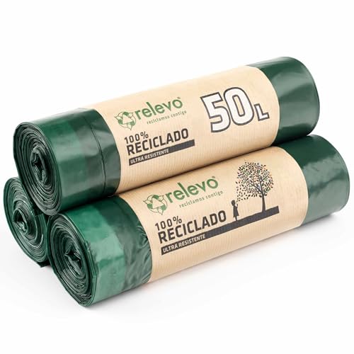 Relevo 30 Stück Müllbeutel 50 L - 100% Recycelt Müllsäcke von Relevo