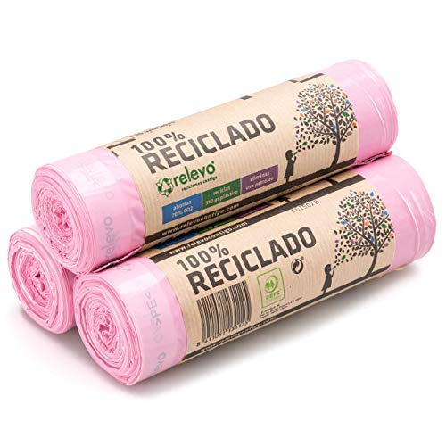 Relevo 45 Stück Abfallsäcke 30 Liter - Parfümiert 100% Recycelt und Strapazierfähig von Relevo