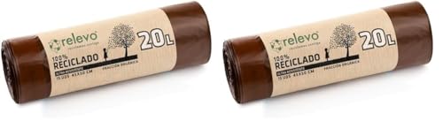 Relevo Müllbeutel, 100% recycelt, strapazierfähig, 20 l (Packung mit 2) von Relevo