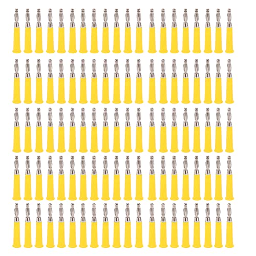 100Pcs 4mm Banana Plug Connector Set | Welding Type for Machine Equipment/Electronic Instruments | Brass + ABS + Zinc Alloy, 30V AC / 60V DC, Up to 19A | Model J.10010 (Yellow) von Reliant Jazzy
