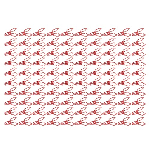 100pcs Blumenform -Dokument Clips | Hohles langes Schwanzdesign für einfache Handhabung | Cartoon Metal Iron Mini Paper Clips für Dokumente/Tickets/Kleidung | Starke Klemmkraft (Red) von Reliant Jazzy