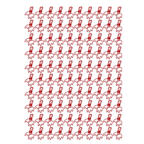 100pcs Crown Shape Fastener Clips | Hollowed Metal Paper Clips for Office/School/Home | Cute Cartoon Design with Strong Clamping Force (Red) von Reliant Jazzy