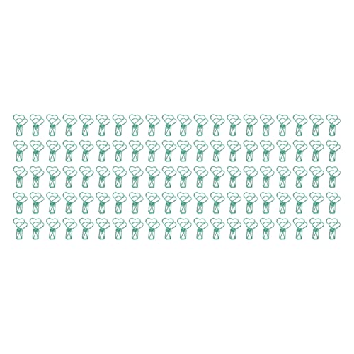100pcs Heart Shaped Document Clips | Cute Cartoon Hollow Metal Paper Fasteners for Office/School/Home | Long Tail Design with Secure Grip (Green) von Reliant Jazzy