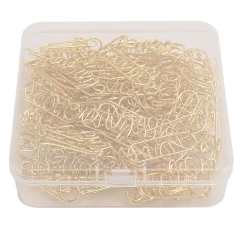 100pcs Stainless Steel Paper Clips | Cute Letter Design for Office/School/Home | Multipurpose Bookmark & Document Clips | 100 Pieces with Storage Box (Gold) von Reliant Jazzy