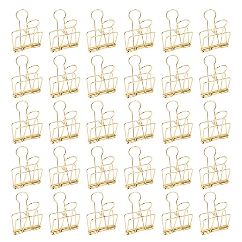 30Pcs Metal Fastener Clips 2in Wide | Hollow Out Design for Strong Clamping | Office/School/Home Supplies | 30 Pieces Long - wearing Wire Clips (Gold) von Reliant Jazzy