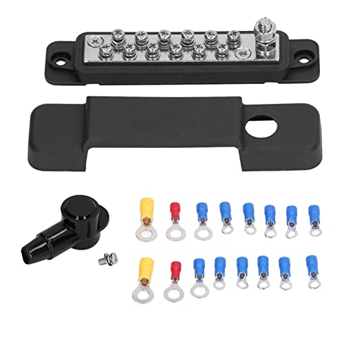 Elektrische Verteilungsklemme Block -Busbar 12 Position | 48VDC 150A für Karawane/Yacht/Fahrzeug | Oxidation - Proof Messing Plate & ABS -Abdeckung | M8 Bolzen mit (Black) von Reliant Jazzy