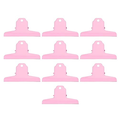 Metalldokumentclips 10pcs | Eisen große Klammern mit fester Klemmkraft | Abgerundete Eckpapierclips für Büro/Schule/Fotos | Mehrzweckorganisator (Pink) von Reliant Jazzy