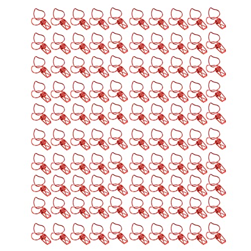 Peach Shaped Fastener Clips 100pcs | Cute Cartoon Metal Paper Clamps | Strong Clamping Force for Office/School/Home | Sturdy Long Tail Clips (Red) von Reliant Jazzy