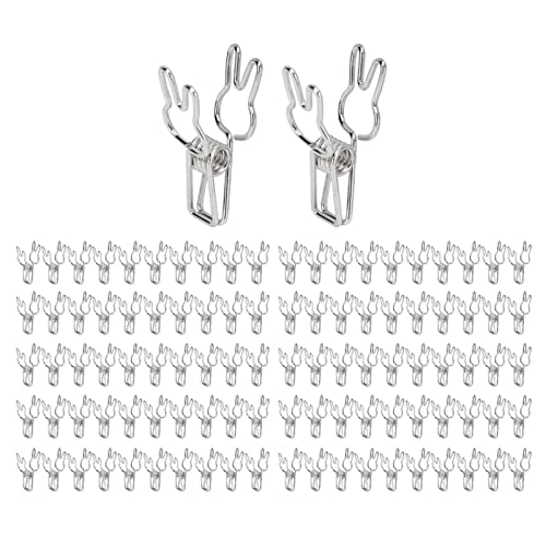 Rabbit Paper Clamps 100pcs | Cute Cartoon Metal Hollowed Document Holders for Office/School/Home | Strong Clamping Force, Sturdy & Long - lasting (Silver) von Reliant Jazzy